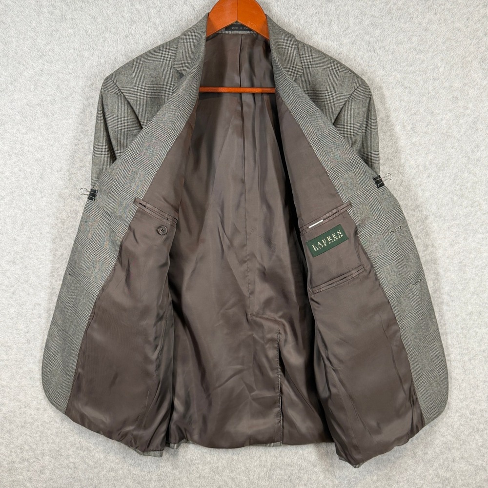 Lauren Ralph Lauren Blazer Mens 38S Grey Glen Plaid Two Button Tailored Jacket - Picture 2 of 11